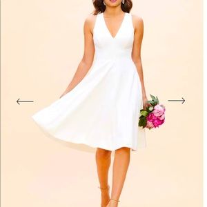 The Catalina cocktail dress with a fit and flare off-white
